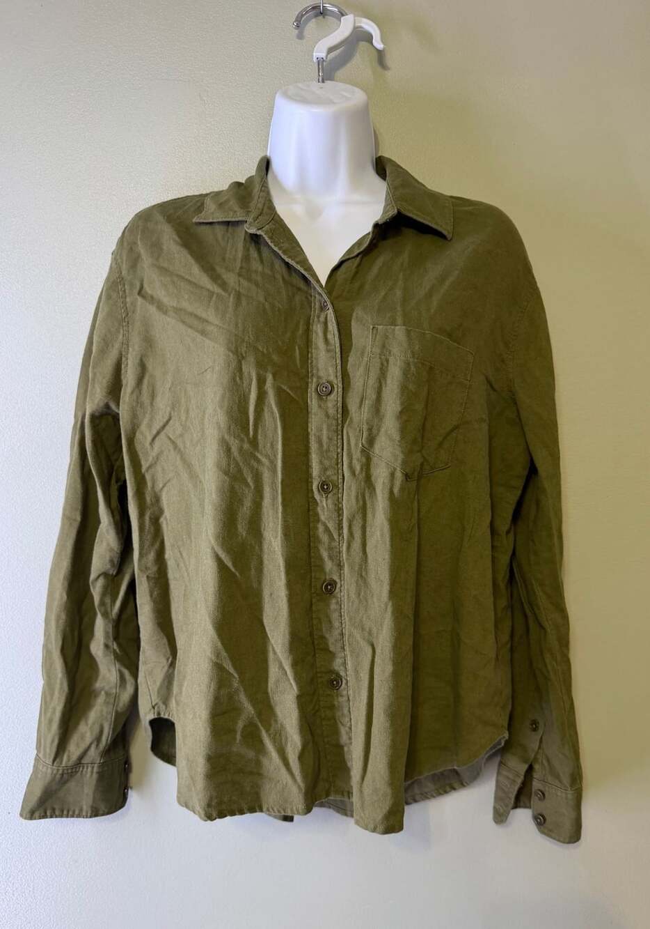Madewell Button-Down Shirt Size XS Green Linen